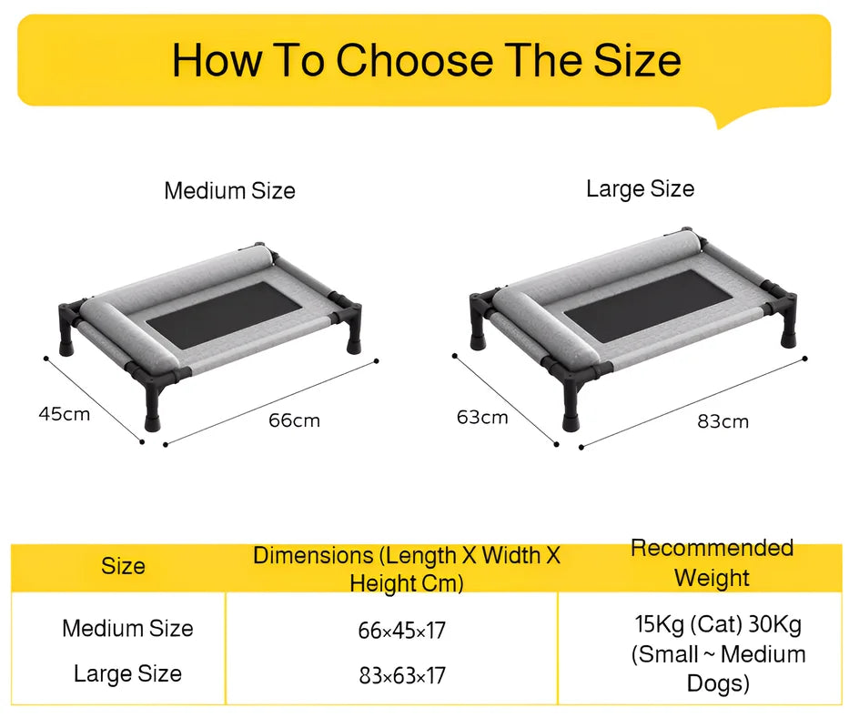 Large Moisture-Proof Elevated Pet Bed – Removable Washable Breathable Mesh Camping & Indoor Dog Cat Bed