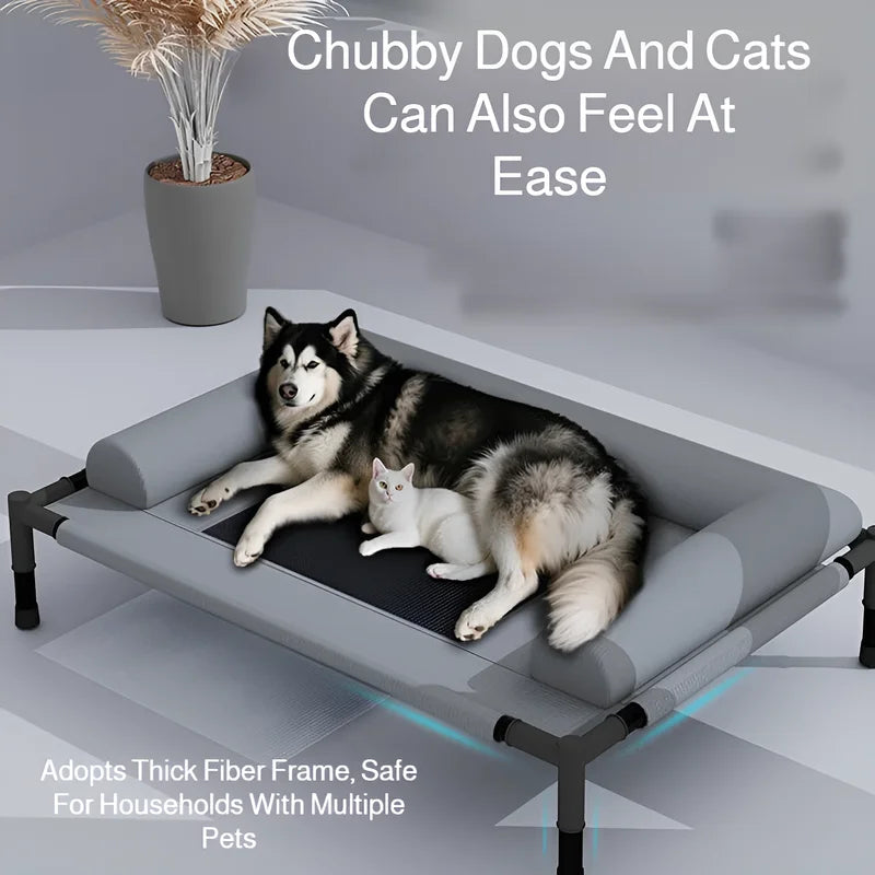 Large Moisture-Proof Elevated Pet Bed – Removable Washable Breathable Mesh Camping & Indoor Dog Cat Bed